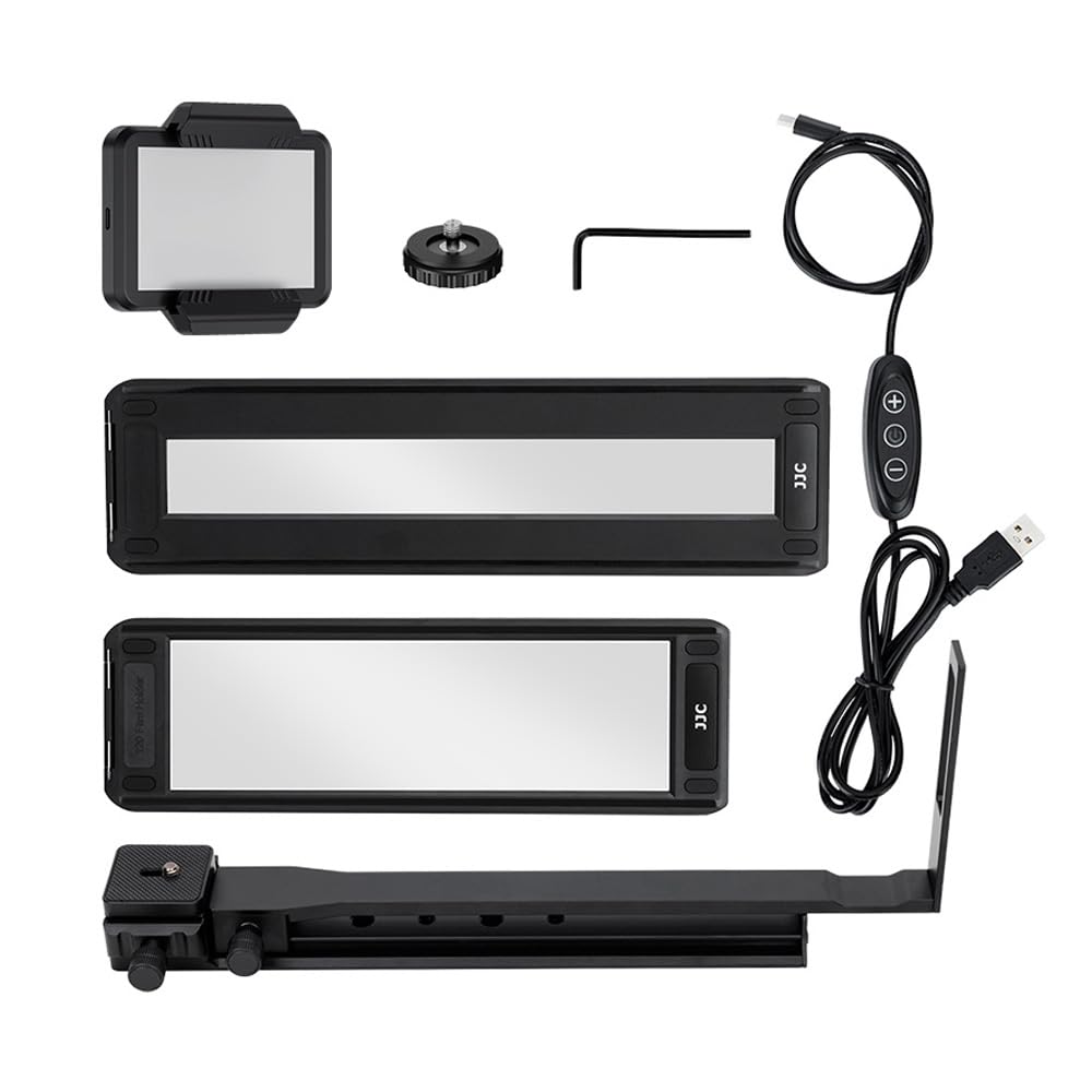 JJC 35 mm und 120 Film-Digitizer-Adapter mit LED-Hintergrundbeleuchtung, 135 & 120 Filmhalter, Einstellstab für Negative