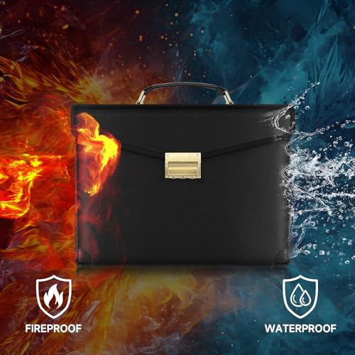 Upgraded 6500°F Fireproof Document Bag with Lock,14.2"x10"x2.3''Fire Proof Money Bag with Zipper,10 Layer of Heat Insulated Material, Water Resistant Fireproof Bags for Documents,Safe Bags