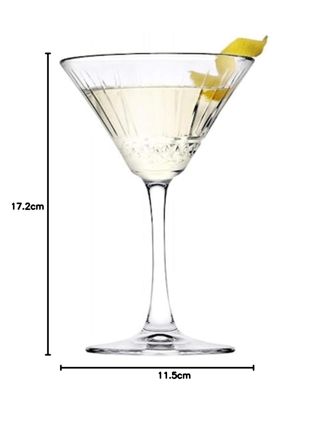 Pasabahce Juego de 6 vasos de cristal Martini, Elysia, CL 22 tamaños cm 19,8h diam.8,5