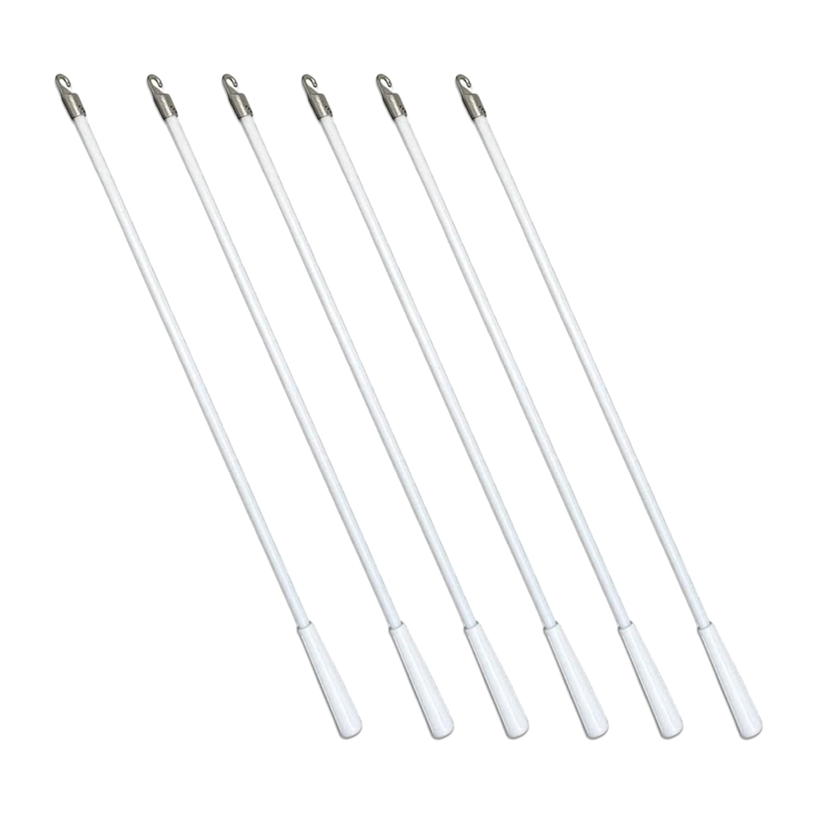Incauca 6 Pack 43 Cm Fiberglass Blind Wand With Metal Hook, Vertical Blinds Wand Replacement, Blind Tilt Wand, Window Blind Stick Wand Replacement, Blind Turner Rod Control White,
