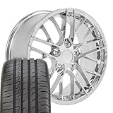 OE Wheels CV08 18 Inch Rims and Tires Fit Corvette C6 ZR1 Style 5x120.65 18x8.5 Chrome - Hollander 5402 - iMove Gen 2 AS 245/40-18 (Set of 4)