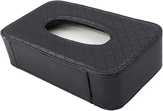 Fuvtory Car Leather Tissue Box, Car Chair Back Strap Suspension Tissue Box, for Car Seat Tissue Box,Car Sun Visor,Hanging Car Tissue Box Shared Front and Back (Black)