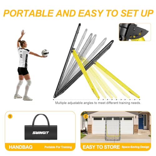 Adjustable Volleyball Rebounder Net 7x4FT/4x4FT– Bounce Back Practice Equipment for Volleyball Spike, Serving Trainer for Lacrosse Training, Ideal for Outdoor Indoor and Backyard Training (7FTx4FT) - Thumbnail 3