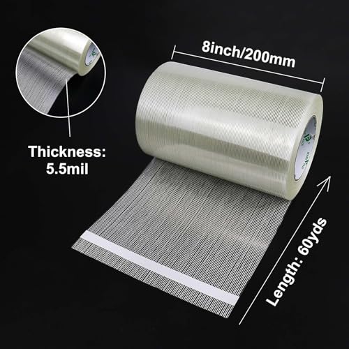 Image of BOMEI PACK Wide Heavy Duty Fiberglass Filament Reinforced Packing Tape 8inch, 60yds x 5.5mil