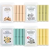 Scented Wax Melts Variety Pack Palo Santo|Cleansing Sage|Money Wealth|Nag Champa - Made With Non Toxic Soy Wax And Essential Oils - Long Lasting Strong Scent Pet Safe Candle Wax Cubes For Warmers