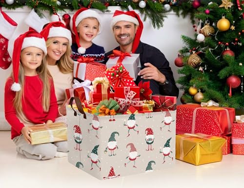 Image of Large Christmas Gifts Empty Baskets Kids Collapsible Holiday Storage Bin with Handle (Dance Gnome)