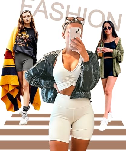 Image of FULLSOFT High Waisted Biker Shorts for Women-5 inch Tummy Control Fitness Athletic Workout Running Yoga Gym Shorts