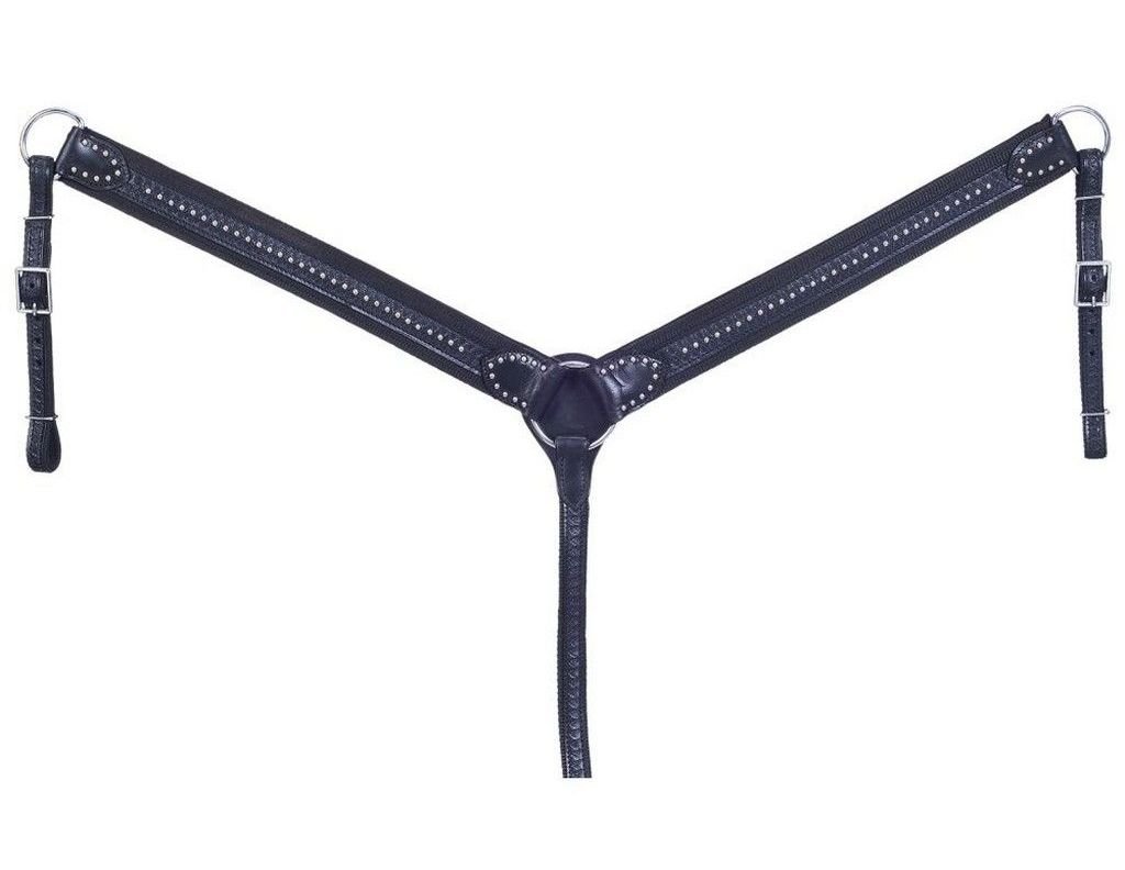 Tough 1 Nylon Leather Breast Collar w/Overlay Blk