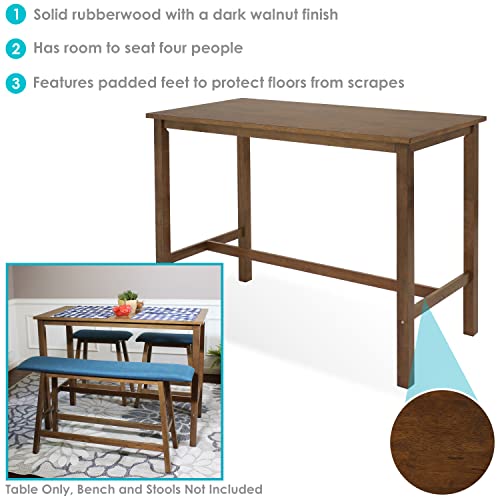 Sunnydaze Arnold Counter-Height Dining Table - Rectangular Counter-Height Table For The Dining Room, Kitchen, Or Bar - Solid Rubberwood Dining Table - Weathered Oak Finish #TOP3