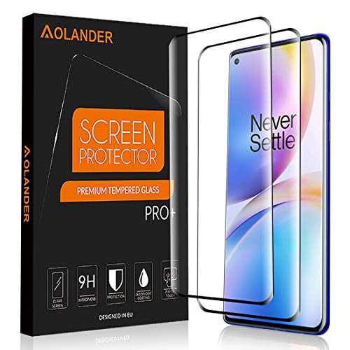 [2-Pack]AOLANDER Screen Protector for Oneplus 8 Pro,1+8 Pro,[3D Full Coverage][Anti-Scratch][Anti-Fingerprint][Bubble Free] Tempered Glass Screen Protector (Black)