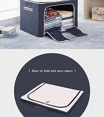 Image of Storage Box for clothes Cloth storage box wardrobe organizers (66 LTR Pack of 2, Blue Polka)