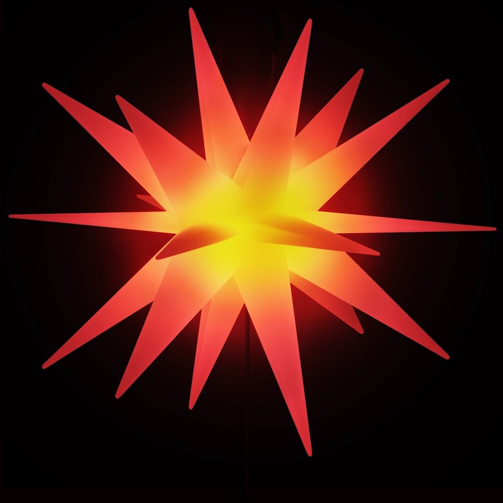 HaoChrymec Stelle di Natale a LED pieghevoli con picchetti, rosso, set da 3