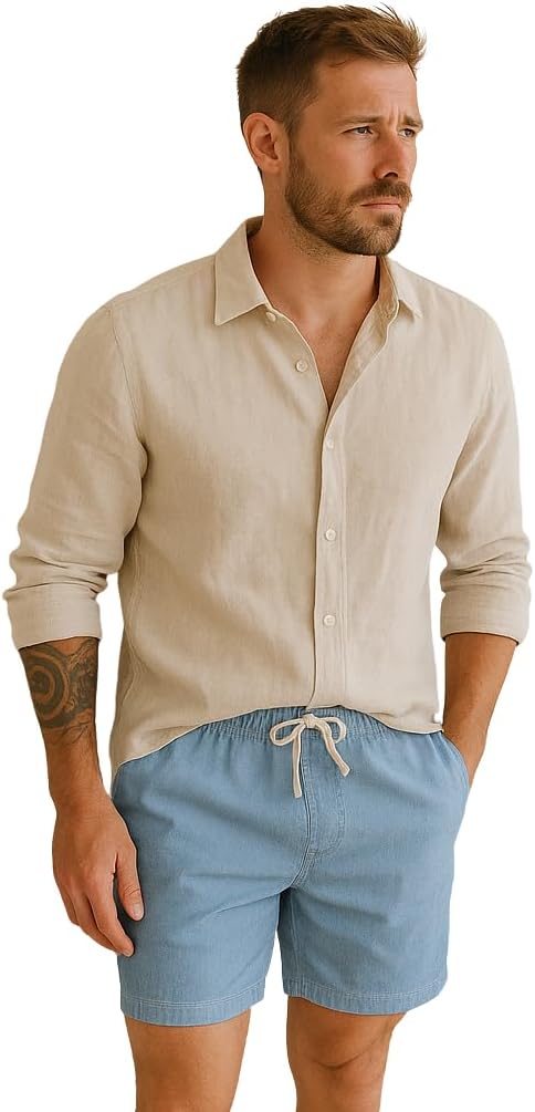 Short Masculino em Linho Com Cordão Conforto e Estilo para o Dia a Dia