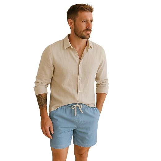 Short Masculino em Linho Com Cordão Conforto e Estilo para o Dia a Dia