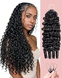 Human Crochet Hair for Black Women, 18 Inch Feather Human Hair Crochet Extensions 55g 40 Strands, Miracle Knots Hair Bundles, Soft Lightweight Burmese Curly Texture for Protective Styles