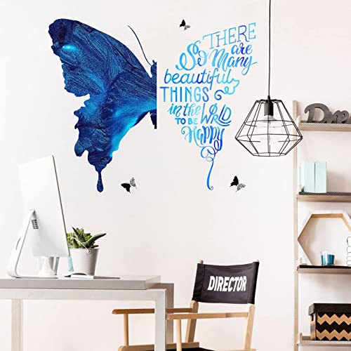 Vinilo decorativo Maydahui azul mariposa con texto 24x30 pulg miniatura 5