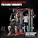FAGUS H All in One Home Gym System Workout Station with Weight Bench, Multi-Function Smithe Machine Power Cage with Cable Crossover, Tripe-Sided Independent Load Posts Functional Trainer, Black & Red