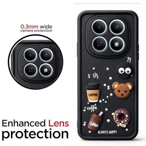 Image of Bintage Cute Fun Taddy Cartoon 3D Ball Bear Milk Cake Coffee Silicon Case Full Body & Camera Protection Back Cover Compatible for MI Poco M8 5G (6.77 inch) - Black