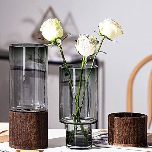 Glazen Vaas Grijze Vaas Voor Pampas Gras Bloemen Gedroogde Bloemen, Glazen Bloemenvaas Moderne Glazen Flessen Voor Tafeldecoratie Bruiloft Evenementen Tulpenvaas Keuken Kantoor Woonkamer (Small) - Afbeelding 4