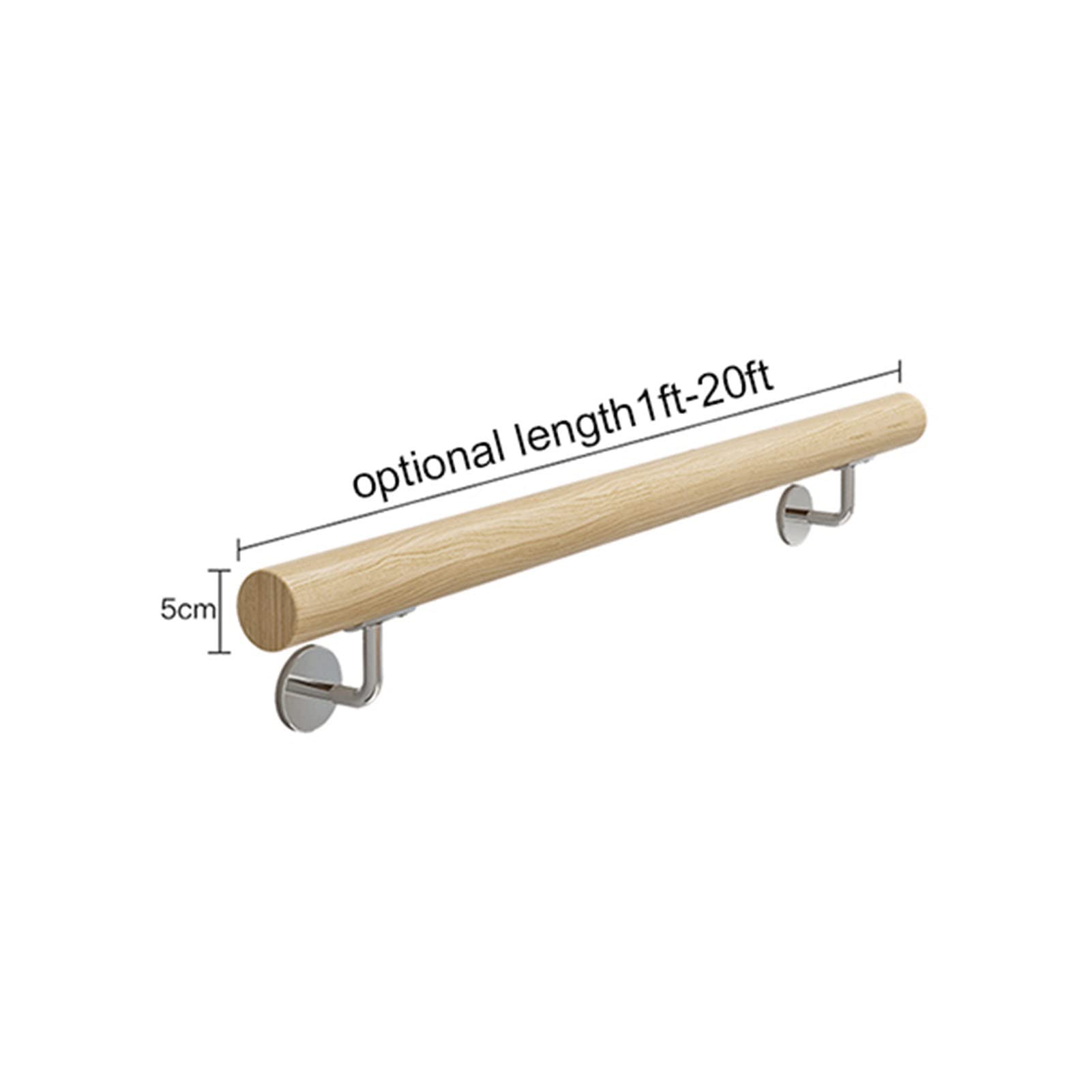 Round Wood Stair Handrails Interior Wall Mounted Handrail for Steps, Barrier-Free Staircase Grab Bar, Anti-Slip Railings for Home Corridor Bars Lofts Stair(570cm)