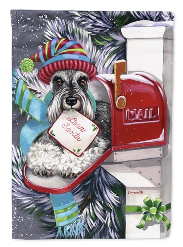 Drapeau de jardin Schnauzer en polyester résistant imprimé double face Noël
