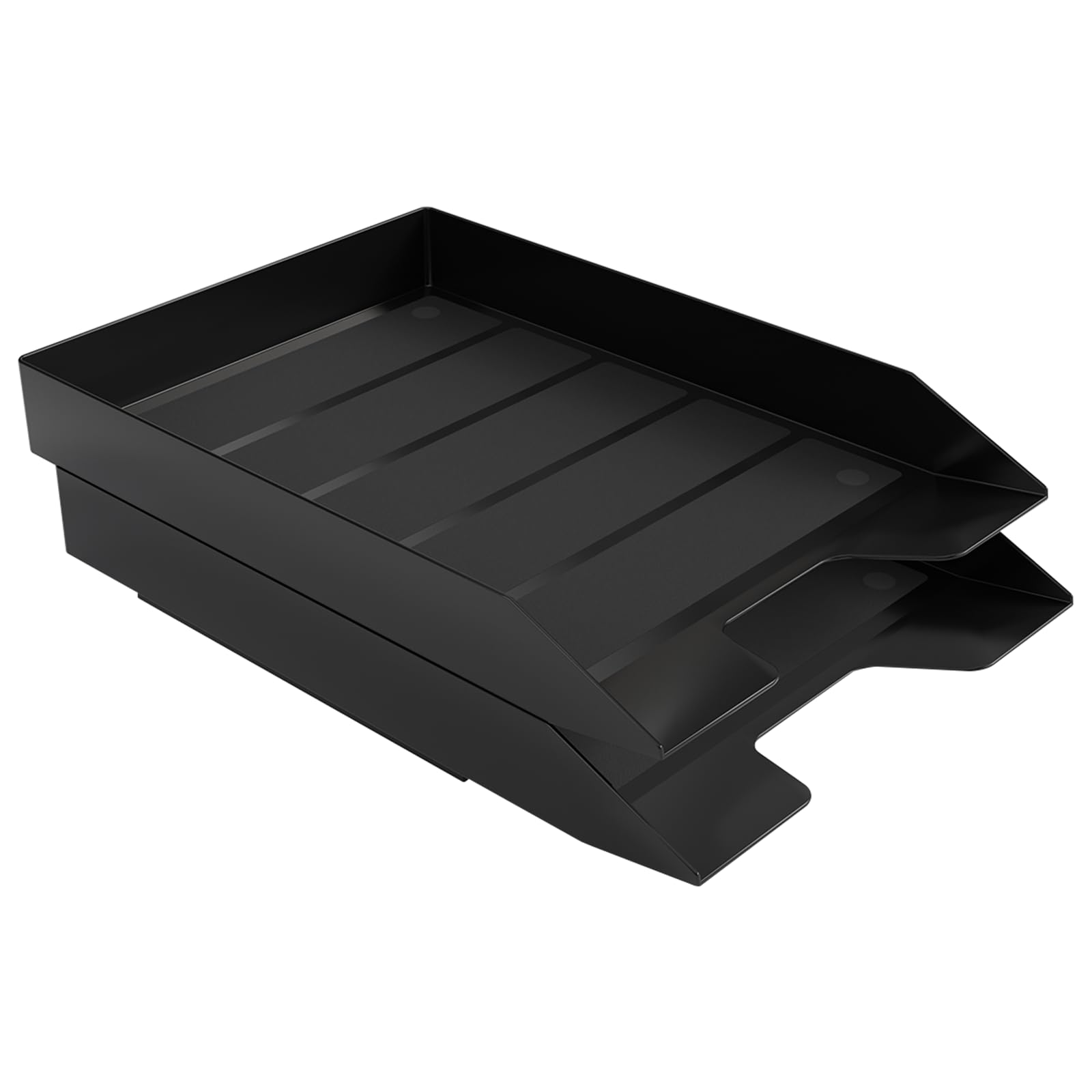 Acrimet Stapelbare Briefablage, 2 Etagen, Frontlader, Schreibtisch-Organizer, A4-Briefgröße, Kunststoff, Schwarz