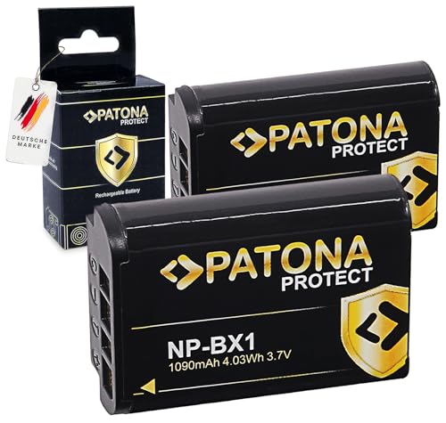 PATONA 2X Protect NP-BX1 Batería 1090mAh Compatible con Sony CyberShot DSC-RX1 R RX1 RX100 II III IV V Vi VII M HX50 HX60 HX80 HX90 HX99 HX400V WX300 WX500 DSC-RX100 DSC-HX50 NPBX1 NP BX1