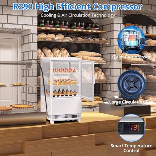 Image of Commercial Beverage Refrigerator, Upright Beverage Display Refrigerator with Double Glass Door and Adjustable Shelves, Refrigerated Beverage Cooler for Restaurants, Bars, Shops