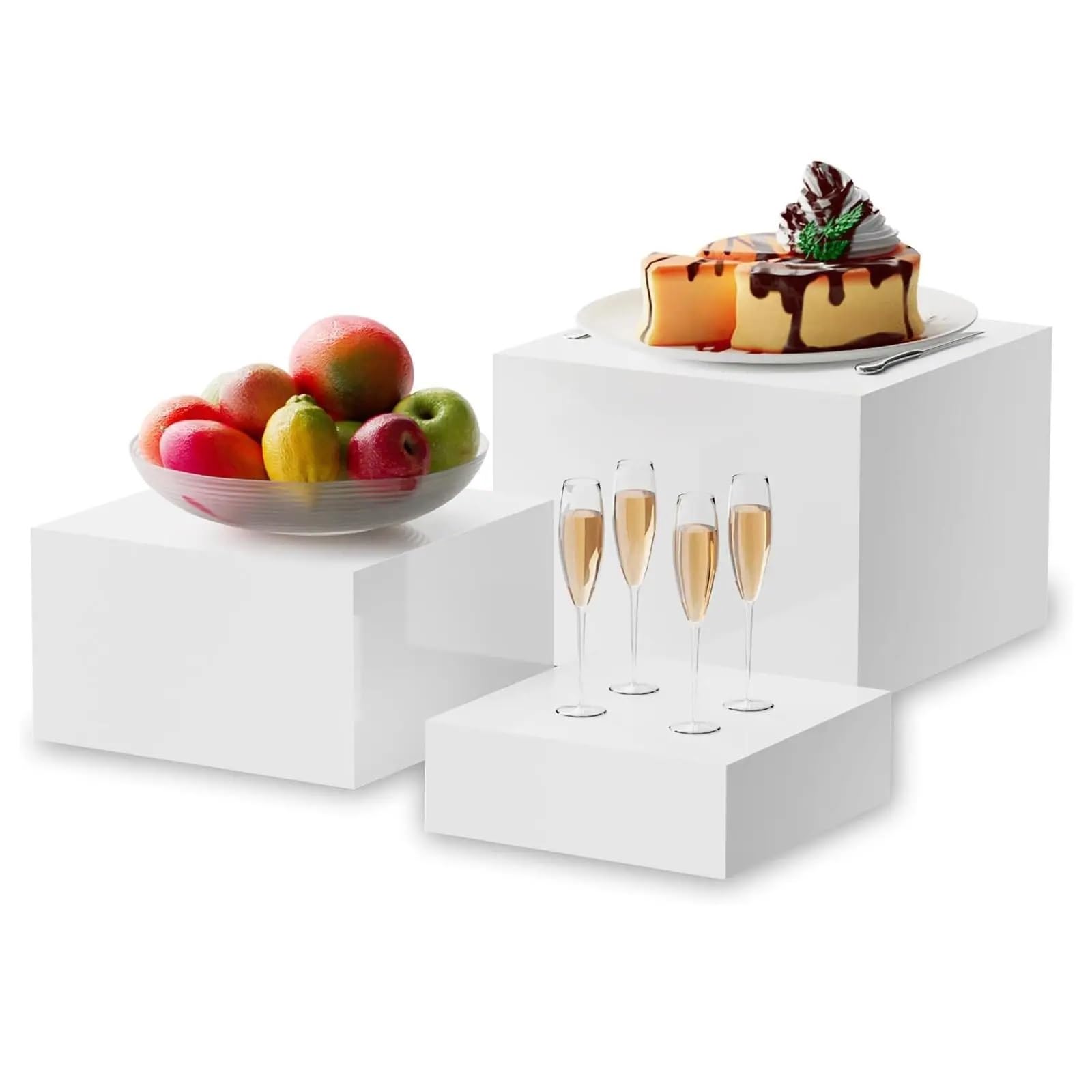 Elevadores de Buffet 8 piezas de caja exhibición cubos, elevador buffet, soporte alimentos, , anidado for , cosméticos, catering para Brunch Joyería(Black)