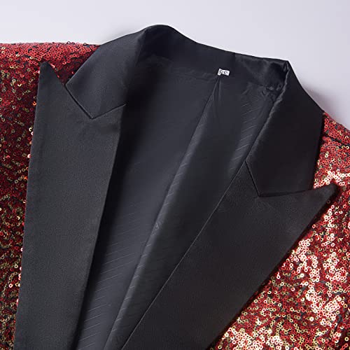 Men's Slim Fit Shiny Sequins One Button Suit Jacket Blazer Tuxedo for Dinner Prom Party Wedding3