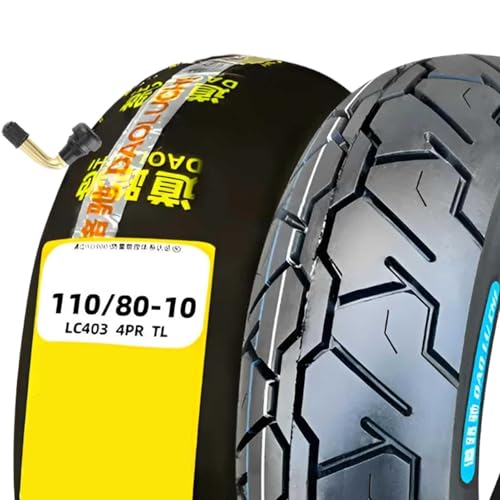 110/80-10 Schlauchloser Reifen | Vorne und Hinten Verwendbar | Durchstichsicher und Anti-burst | Geringer Rollwiderstand für Tägliche Fahrten | Maximale Last 257 kg, Luftdruck 250 kPa(1pc)
