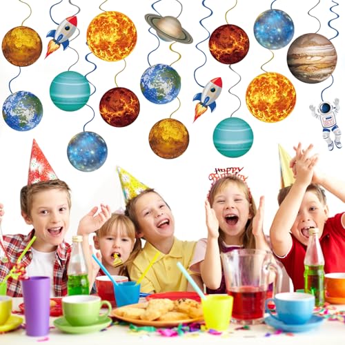 Image of 40Pcs Solar System Hanging Swirl Decorations, Outer Space Party Ceiling Hanging Swirls Space Themed Party Swirls Streamers for Space Themed Birthday Baby Shower Party Decor Supplies