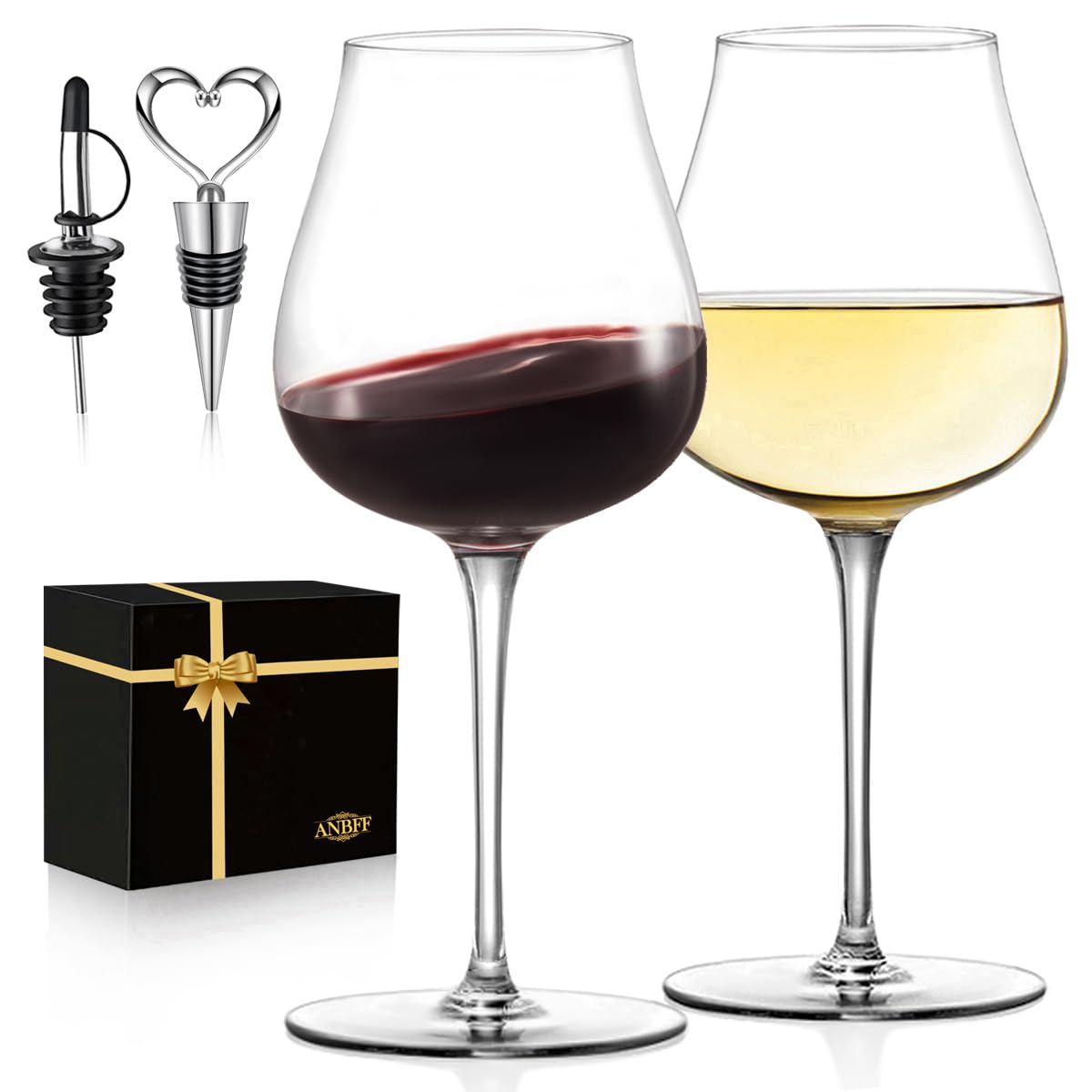 Amazon.com | Wine Glasses Set of 2, 17.2 oz Hand Blown Clear