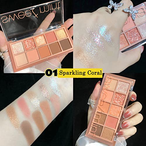 Bestland 10 Colors Eye Shadow Palette - Ultra Pigmented Blendable And Long-Lasting Matte, Glitter, Shimmer, And Metallic Finishes Eyeshadow With Brush - Korean Eye Makeup , Natural And Bold Looks (Rosy) #TOP5