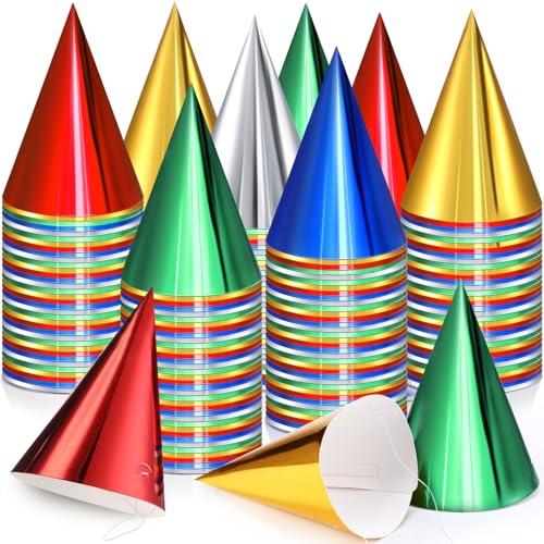 Chapeaux de fête d'anniversaire en cône métallique Geosar pour adultes | Lot de 400