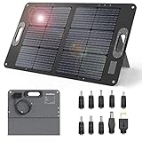 JustNow Panel Solar Plegable de 60W,con 3 Salidas DC/USB/QC3.0, 10 Tamaños Diferentes de Conectores CC, Kit de Cargador Solar Plegable para la Generación de Estación de Energía, Camping y Jardín