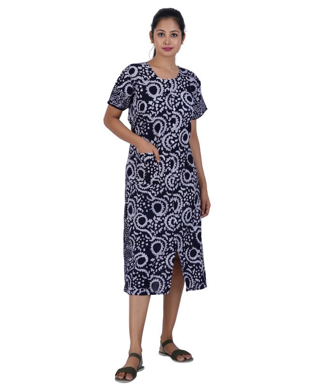 Image of MENMAII Women's [L-4XL] Full Open /Front Buttoned [a Kind of Adaptive Clothing] Multipurpose Nighty for Maternity /Pregnancy /Elderly /Patient /Feeding /Hospital Purpose Nighty Calf Length