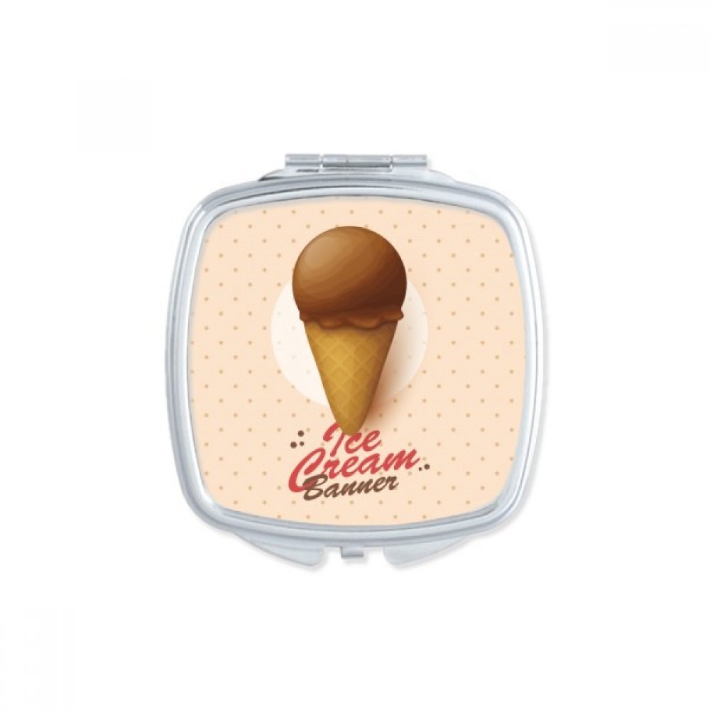 Miroir de poche crème glacée chocolat marron pour maquillage compact