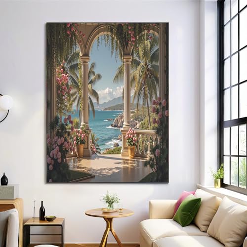 Arte de pared de balcón en lienzo de 60x90cm con impresión digital marina de alta definición
