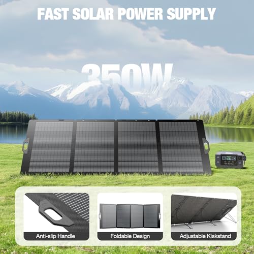 GRECELL 350W Portable Solar Panel for Power Station, Foldable Solar Panel, High-Efficiency Waterproof Solar Charger Power Backup with XT60/Anderson Output for Outdoor Van Camper Boat Off-Grid - Image 4