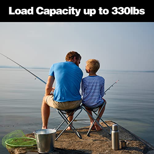 2 Pack Adult Camping Stool, 16In Tall Large Size Folding Stool With Carry Bag, Aluminum Alloy Bracket, 1.5Lbs Lightweight, Load Capacity To 300Lbs, For Travel, Hiking, Bbq, Fishing, Beach( Blue+Grey) #TOP4