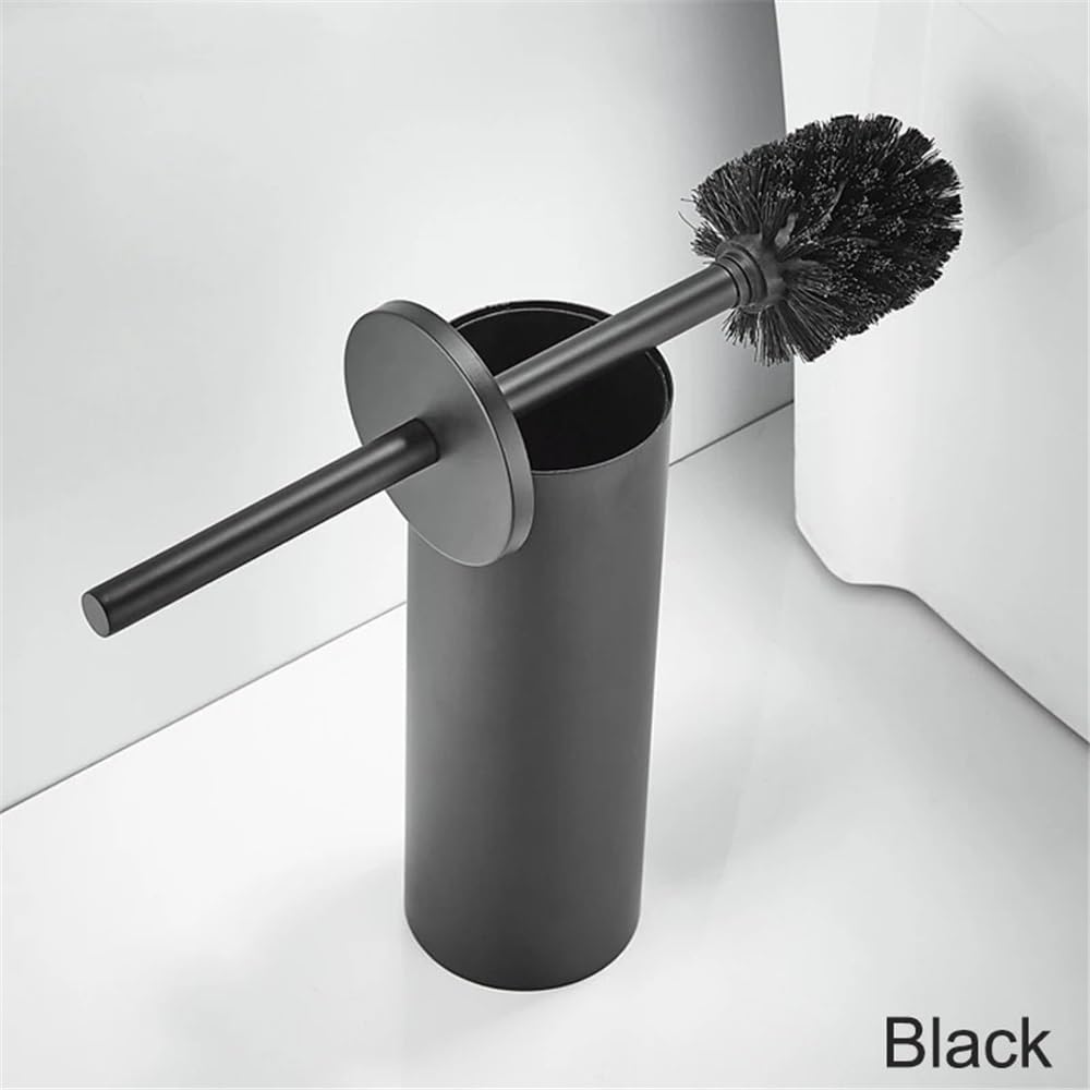 Escobillas de Baño Portaescobillas de baño aleación Aluminio pie, sin ángulo Muerto, Herramientas Escobilla WC(Negro)