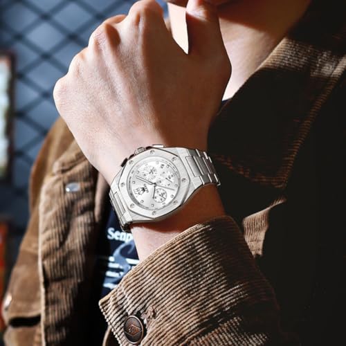Image of OLEVS Watches for Men Luxury Fashion Large Dial Male Watches Analog Quartz Stainless Steel Waterproof Business Dress Men's Wrist Watch