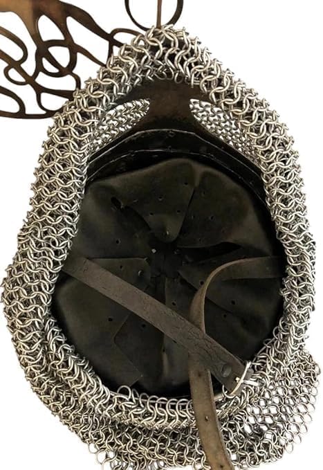 A Medieval Viking Steel Helmet with Chainmail, Adult Wearable