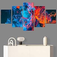 SIGNWIN 5 Panel Canvas Wall Art Modern Art 3D Abstract Abstract Brushstroke Contemporary Digital Art Fun Multicolor for Home Decorations Ready to Hang - 60