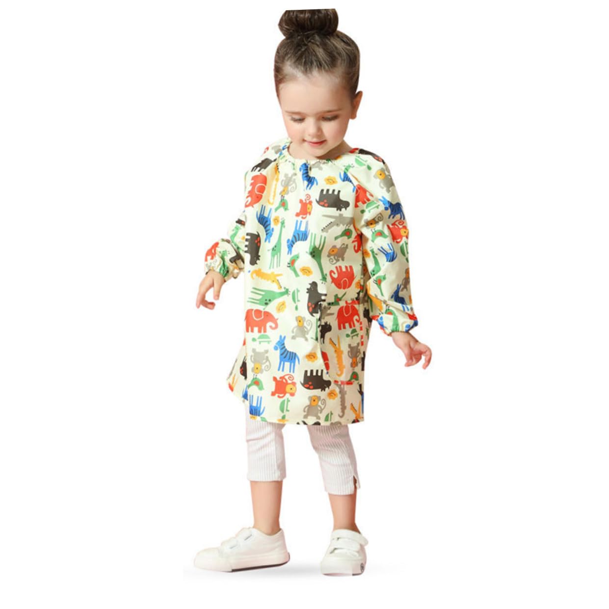 Alasum Tablier de Peinture Imperméable pour Garçon et Filles Blouse à Manches Longues Jaune M Vêtement de Protection Antitache en Polyester Respirant Activités Dessin et Bricolage