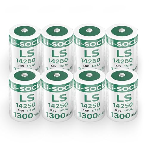 8er-Pack LS14250 3 6 V 1/2AA 1300mAh Lithium-Batterien ER14250 Batterien Nicht wiederaufladbar