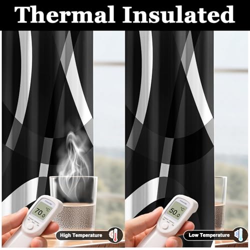 Image of weesire Black and White Blackout Curtains, 52 x 96 Inch, Grommet, 2 Panels