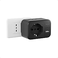 TESSAN Presa Multipla Salvaspazio, Multipresa da Parete con 2 Porte USB