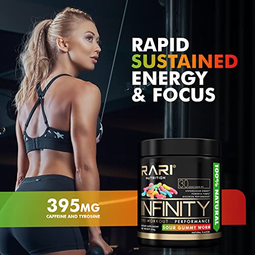 Rari Nutrition Lean Muscle Stack - Infinity Preworkout Powder (Sour Gummy Worm) + Creatine Monohydrate #TOP7